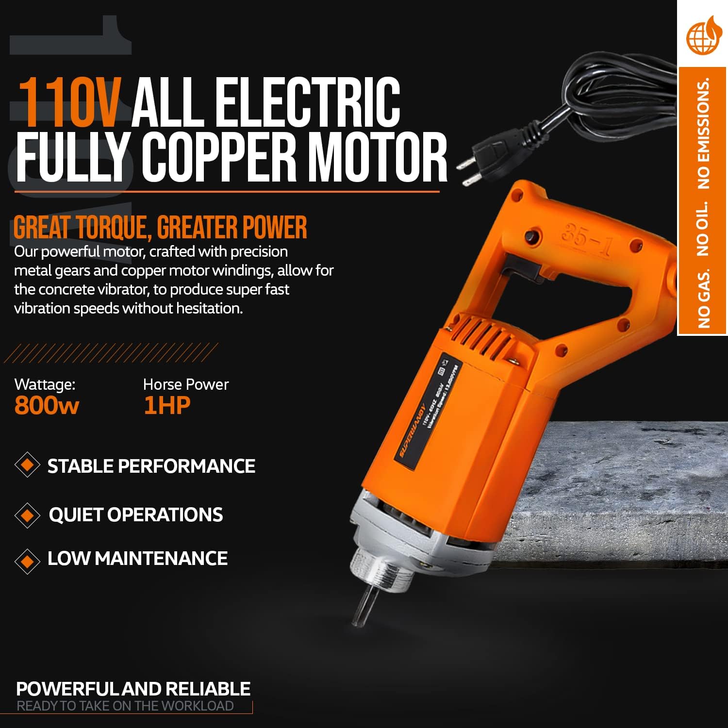 Concrete Vibrating Power Tool with 4.9 Ft Flex Hose Immersion Shaft V78613