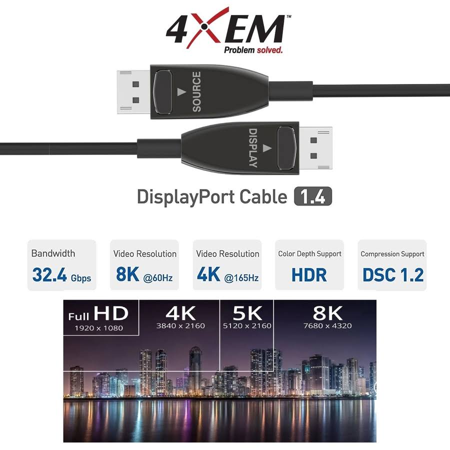 10M 33ft Active Optical Fiber DisplayPort Cable N635