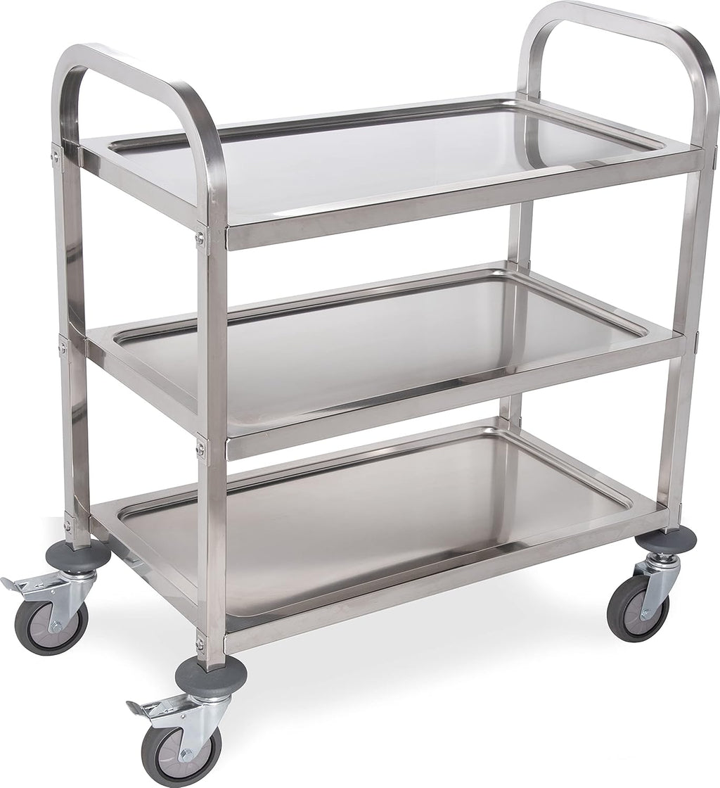 3 Shelf Stainless Steel Utility Cart, 400 Pound Capacity C21571