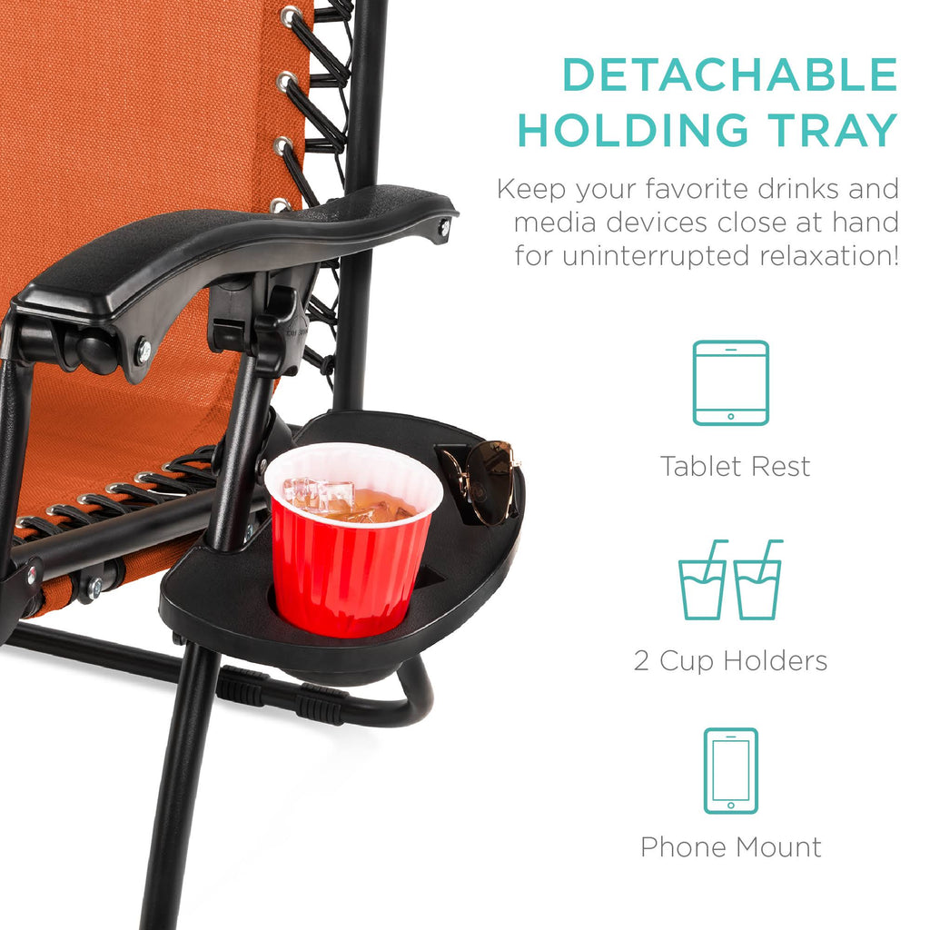 Terracotta Orange 2-Person Zero Gravity Chair with Cup Holders Z885860