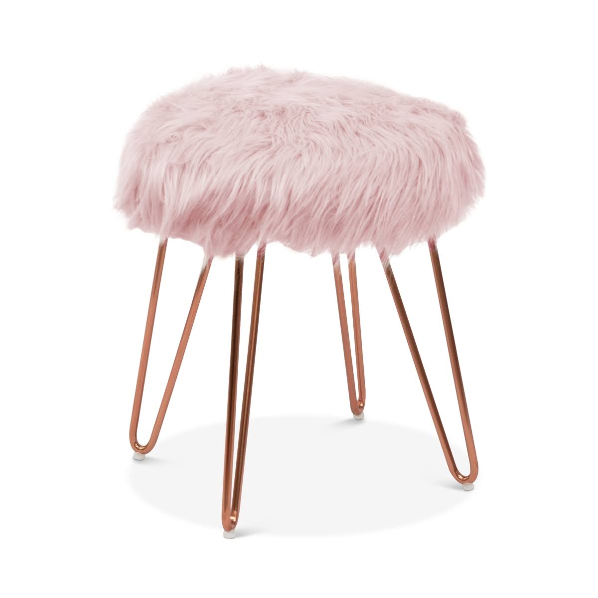 White Faux Fur Accent Stool O640154