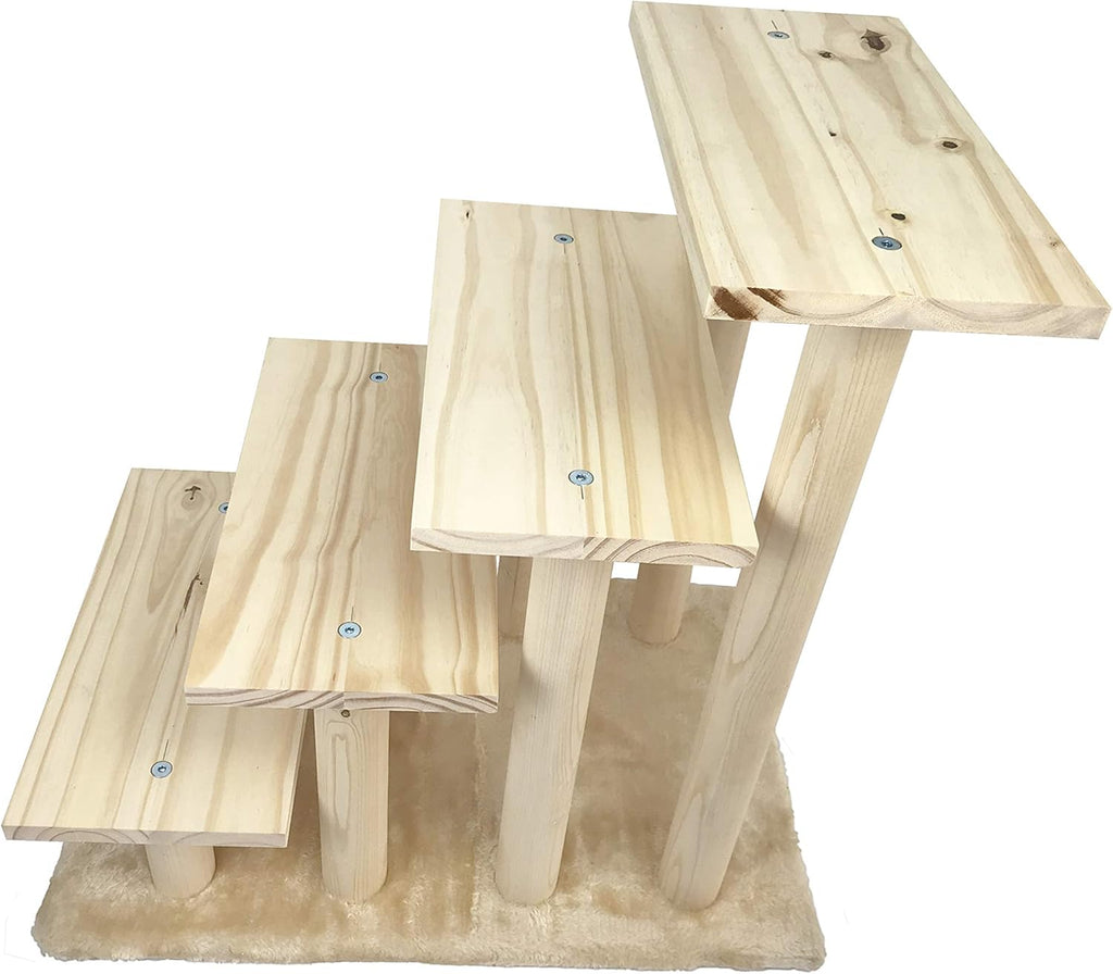 Navy Blue 4-Step Wooden Pet Stairs with Detachable Carpet Pack of 2 X999