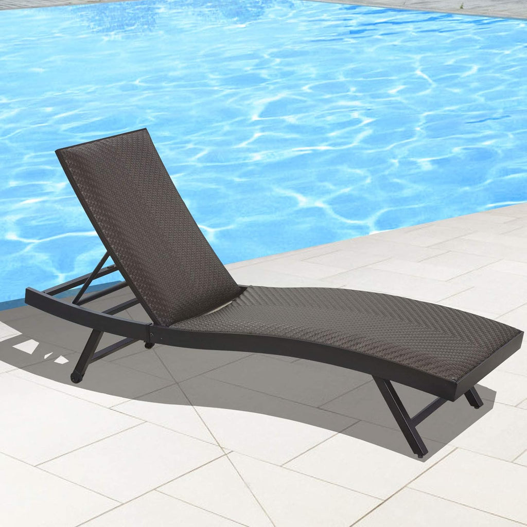 Brown Aluminum Wicker Padded Lounge Chairs with Wheels, Set of 2 I920