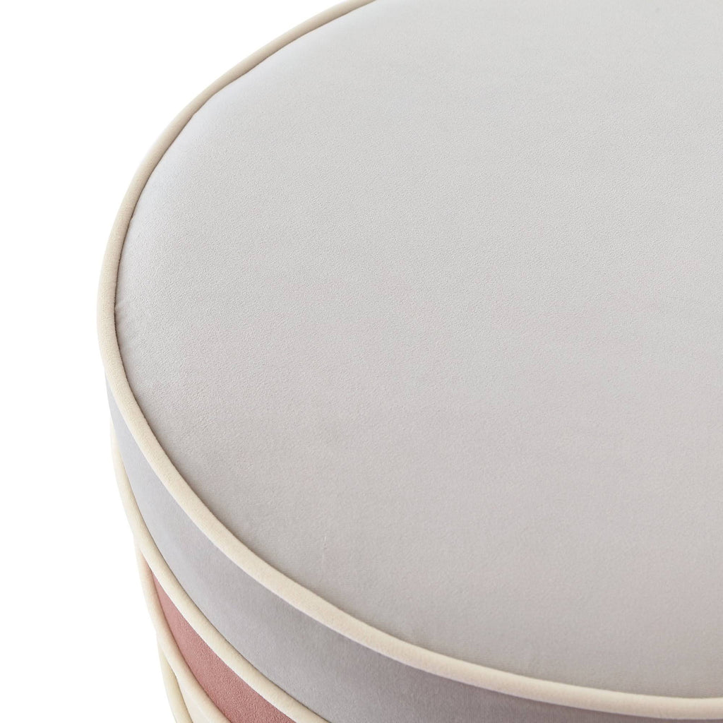 Blush Pink Velvet Ottoman with Metal Base N502
