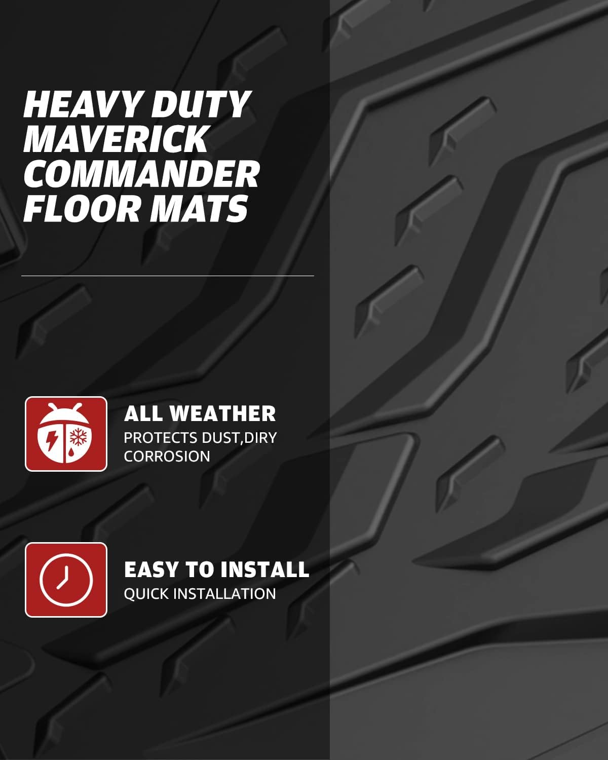 All Weather Waterproof 3D Floor Liners Front TPE Black D6452
