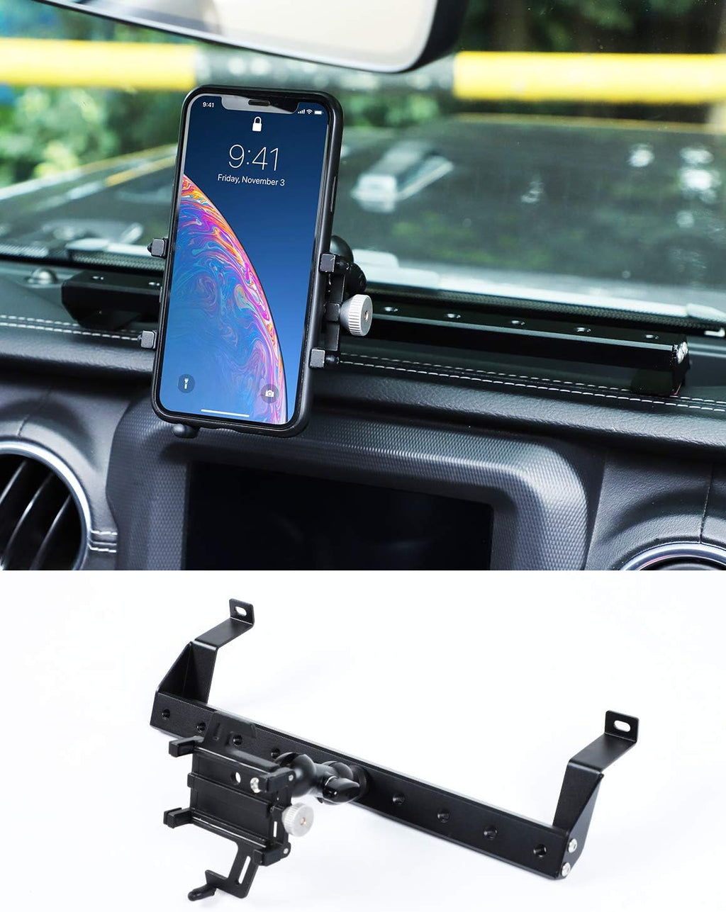 Black Pack of 2 Metal Phone Holder for Jeep Wrangler JL JLU & Gladiator JT B469