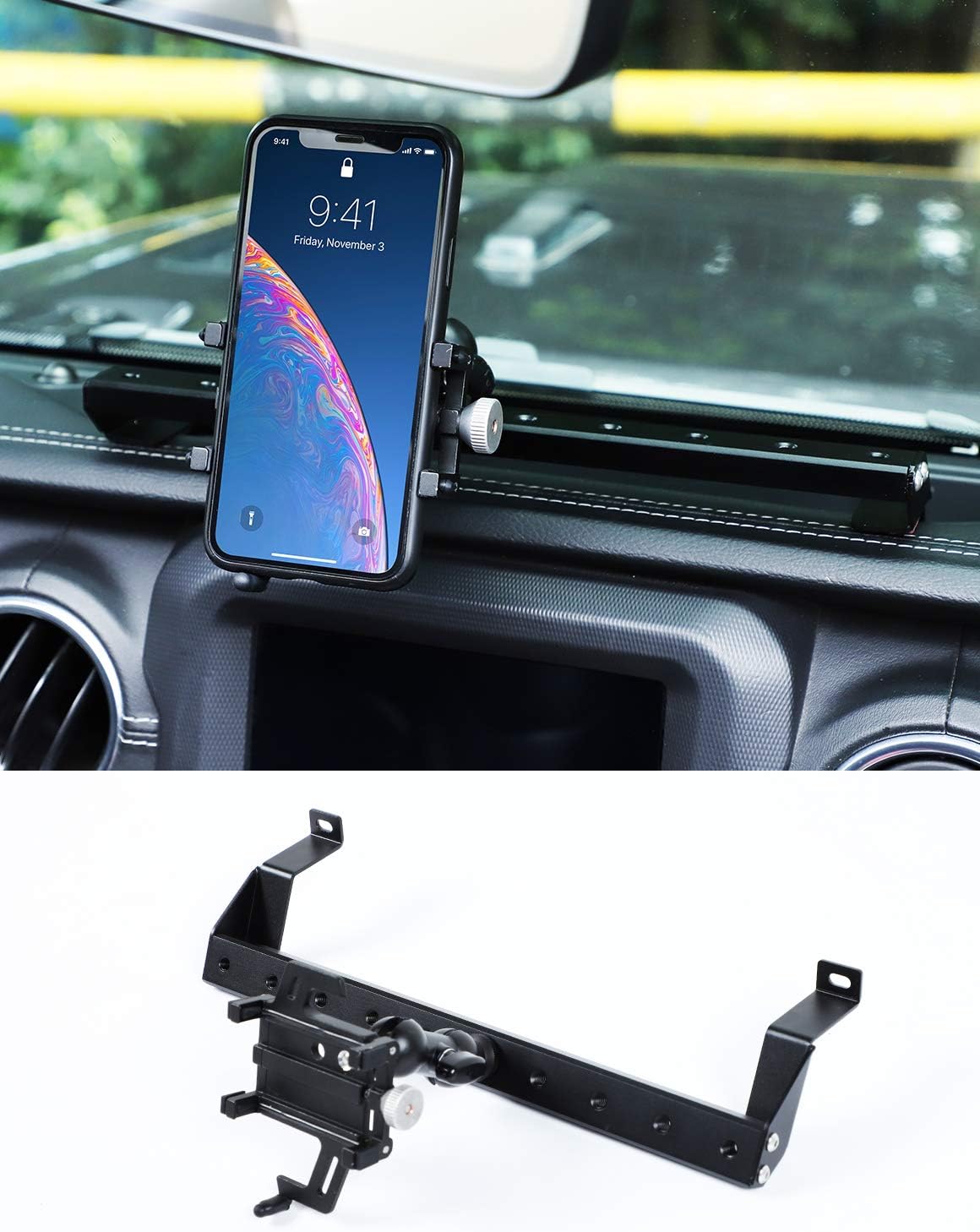 Black Pack of 2 Metal Phone Holder for Jeep Wrangler JL JLU & Gladiator JT B469