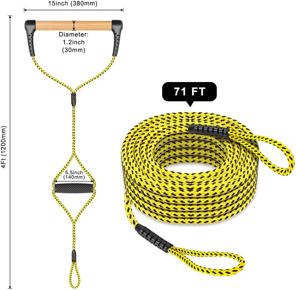 75 ft 2 Section Boat Tow Rope with Wood Handle, Pack of 2 P610