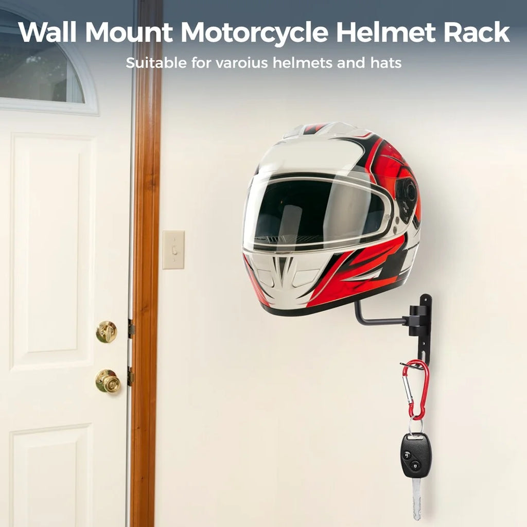 2PCS Wall Mounted Aluminum Motorcycle Helmet Racks with Double Hook K903
