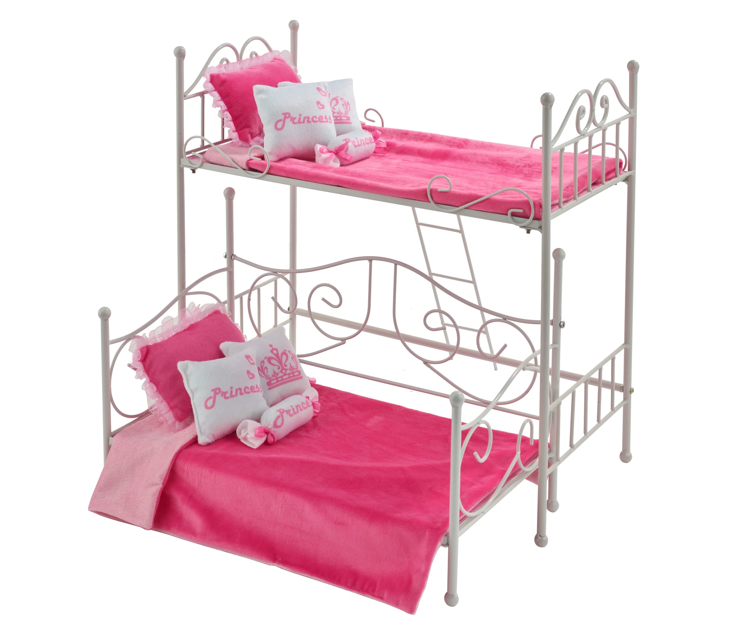 White Metal Loft Bed with Daybed for 18 inch Dolls C9508