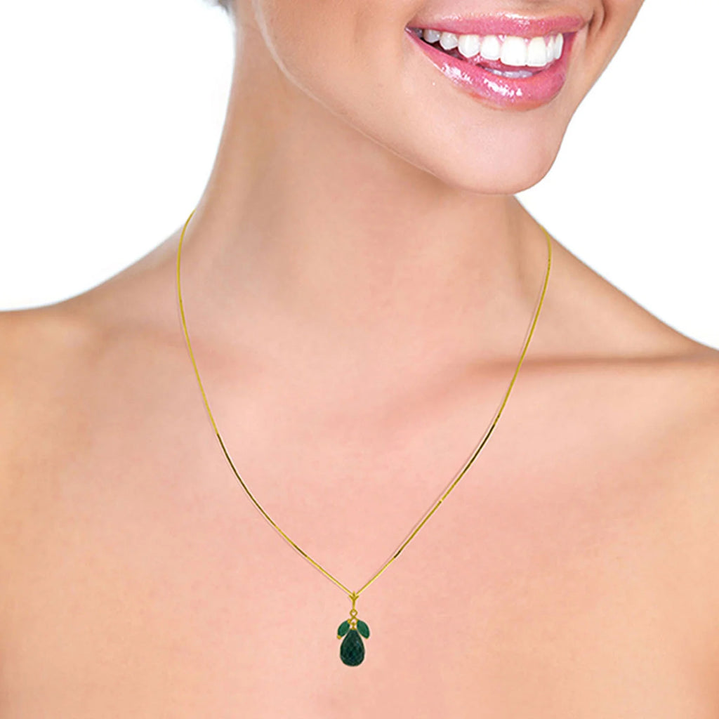 14k Yellow Gold Necklace with Natural Emeralds K345064
