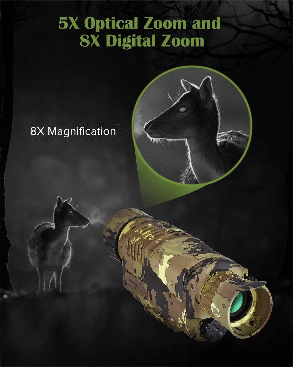 32GB Night Vision Monocular with 32GB Card and 14500 Battery Q56465
