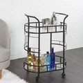 Black Metal and Glass Serving Bar Cart I1208