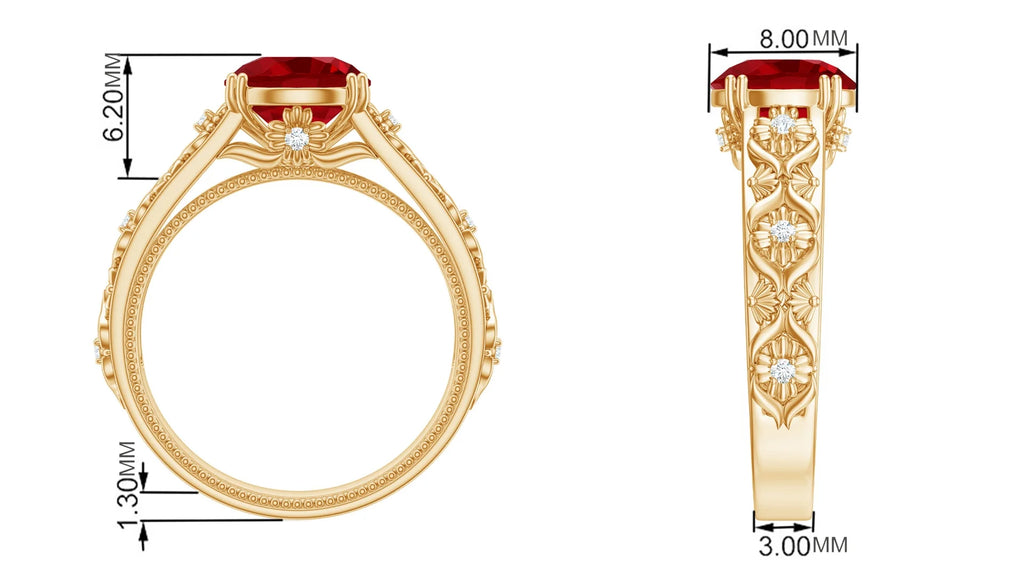 2.5 CT Lab Created Ruby and Moissanite Engagement Ring in Gold, 925 Sterling Silver N101473