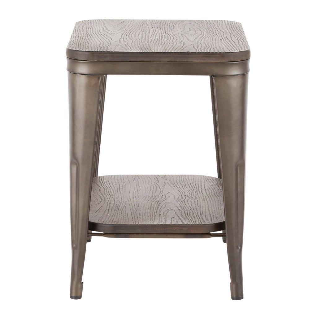 Industrial Wood and Metal End Table P7615