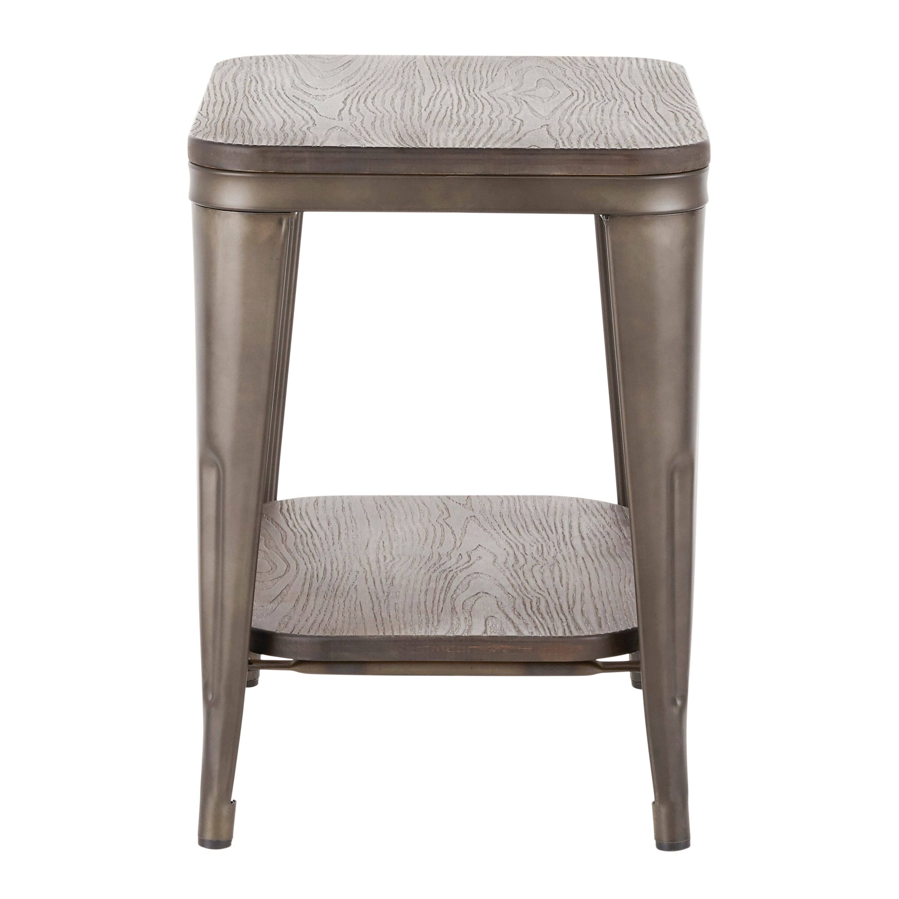 Industrial Wood and Metal End Table P7615