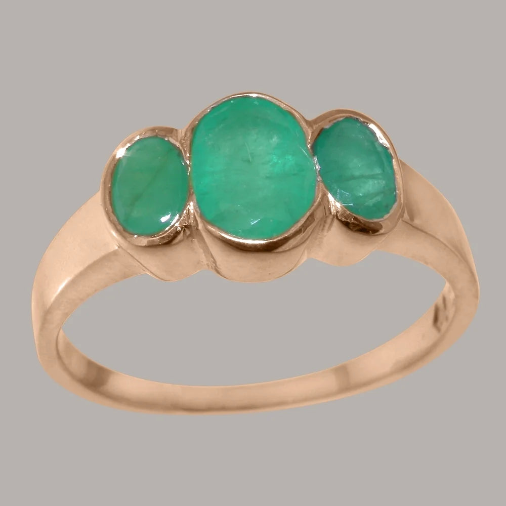 10k Rose Gold Natural Emerald Womens Ring H880600