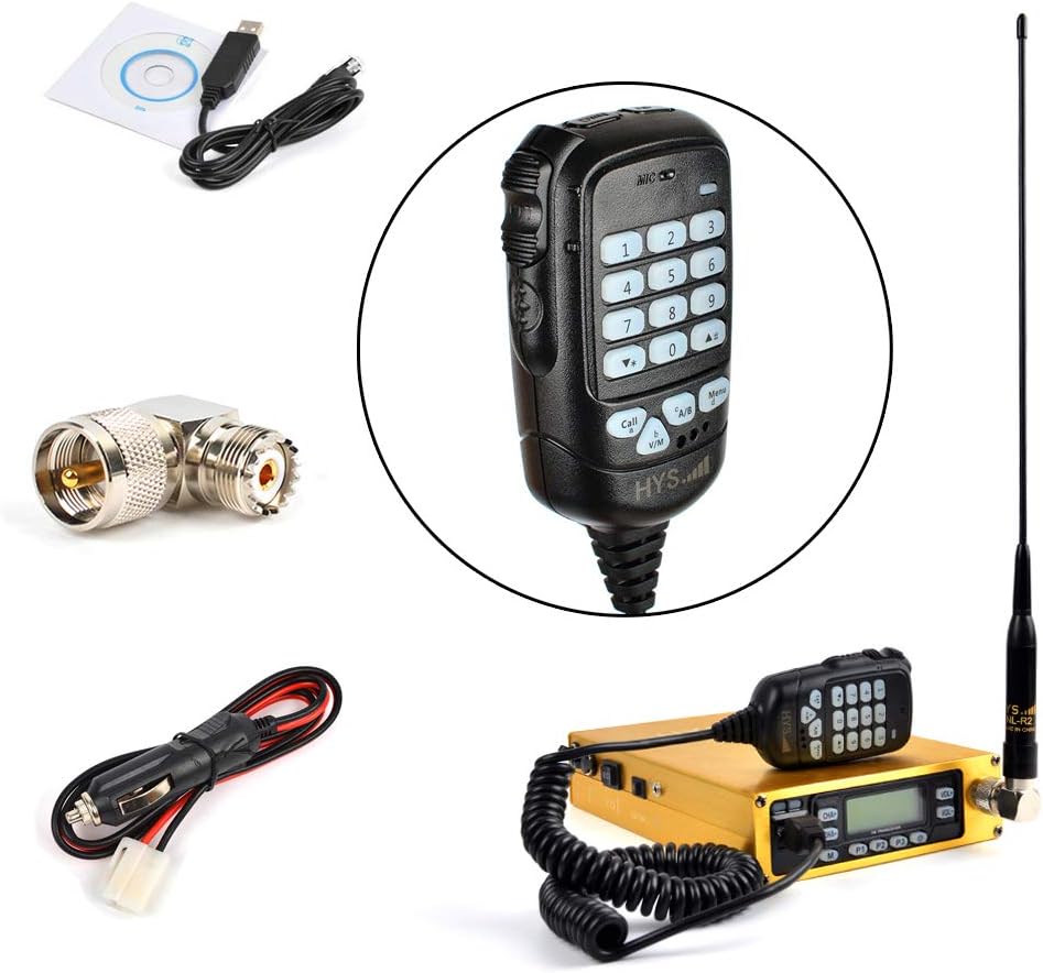 Dual Band VHF/UHF Mobile Transceiver with Programming Cable Antenna Adapter T4962
