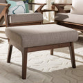 Light Grey Walnut Brown Fabric Polyester Ottoman Pack of 2 F25922