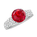 2.5 CT Lab Created Ruby and Moissanite Engagement Ring in Gold, 925 Sterling Silver N101473