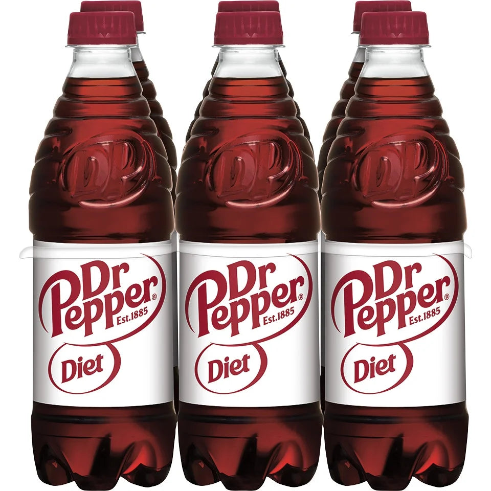Diet Dr Pepper Soda Pop, 16.9 fl oz, 6 Pack Bottles W817