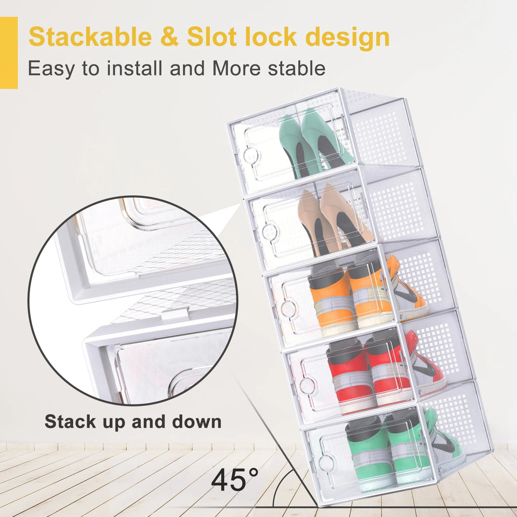 12 Pack Clear Stackable Shoe Storage Box Y8112