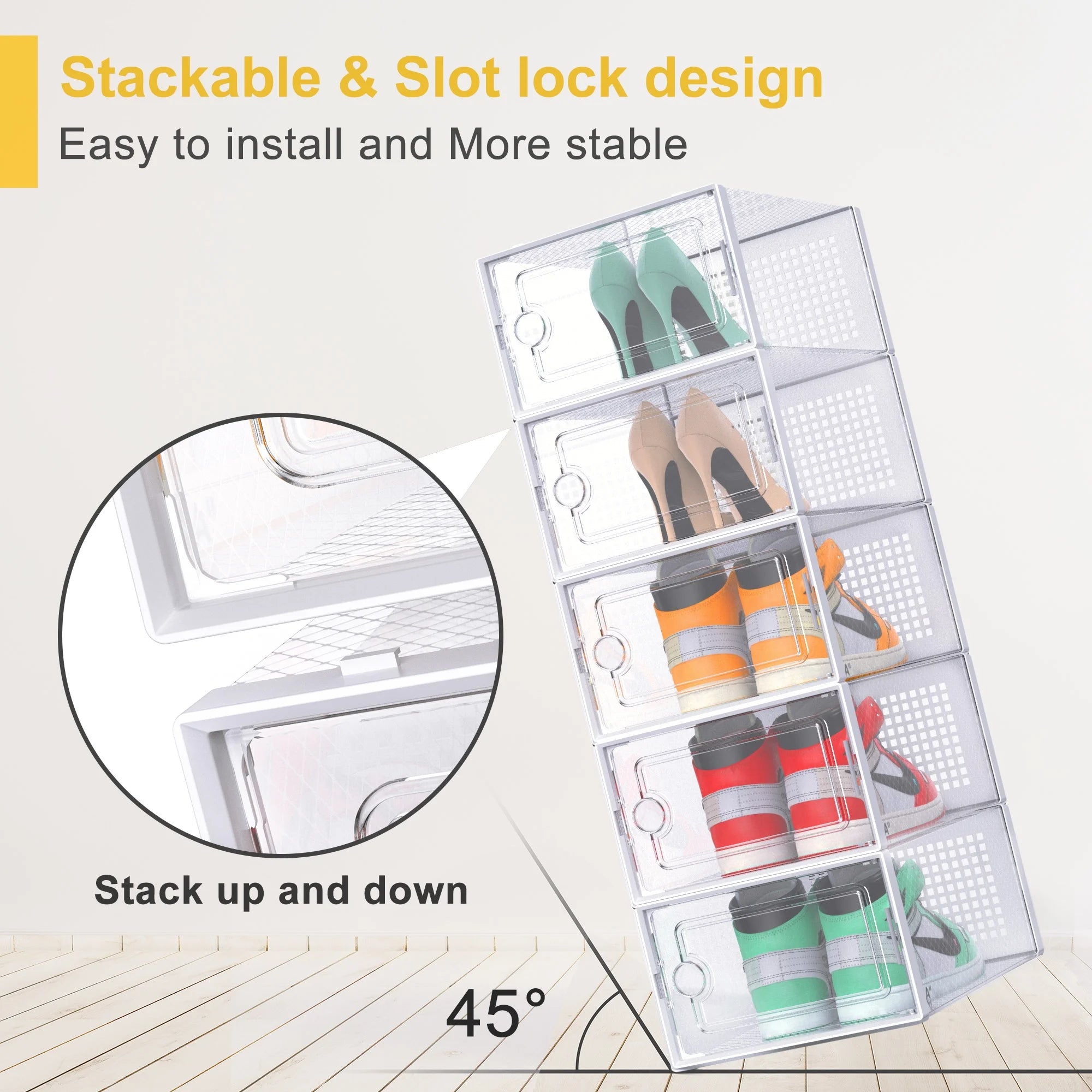 12 Pack Clear Stackable Shoe Storage Box Y8112