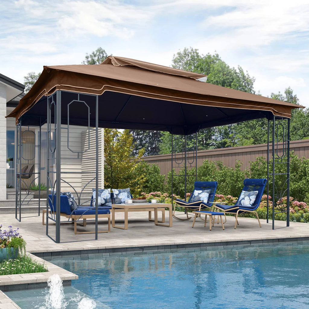 13x10 Outdoor Patio Gazebo Canopy Tent With Ventilated Double Roof And Mosquito Net N5263
