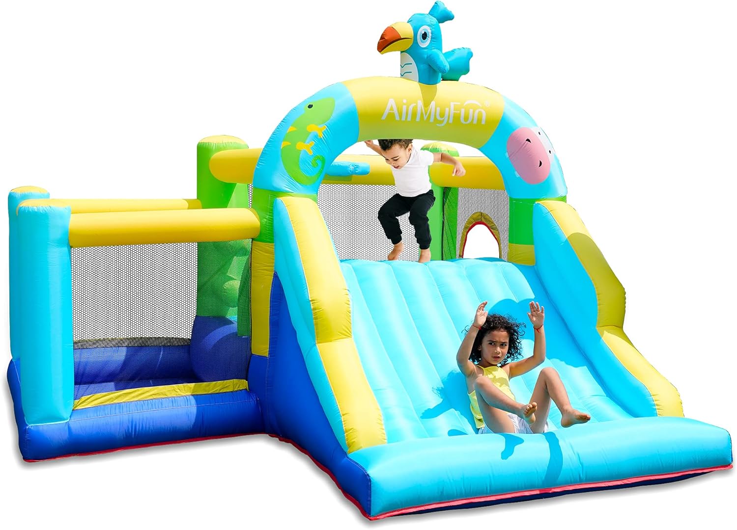 Inflatable Bounce House with Blower, Wide Slide, Ball Pool W518247
