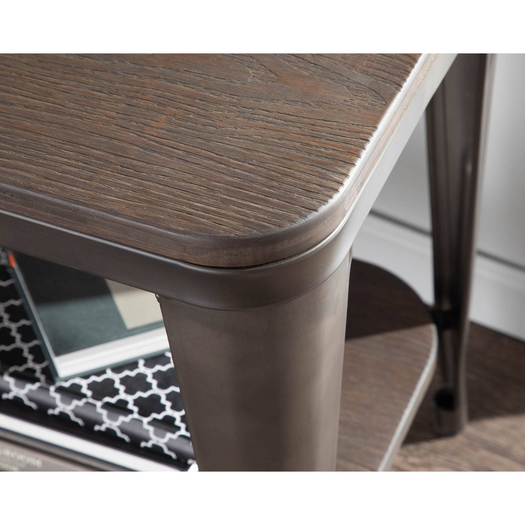 Industrial Wood and Metal End Table P7615