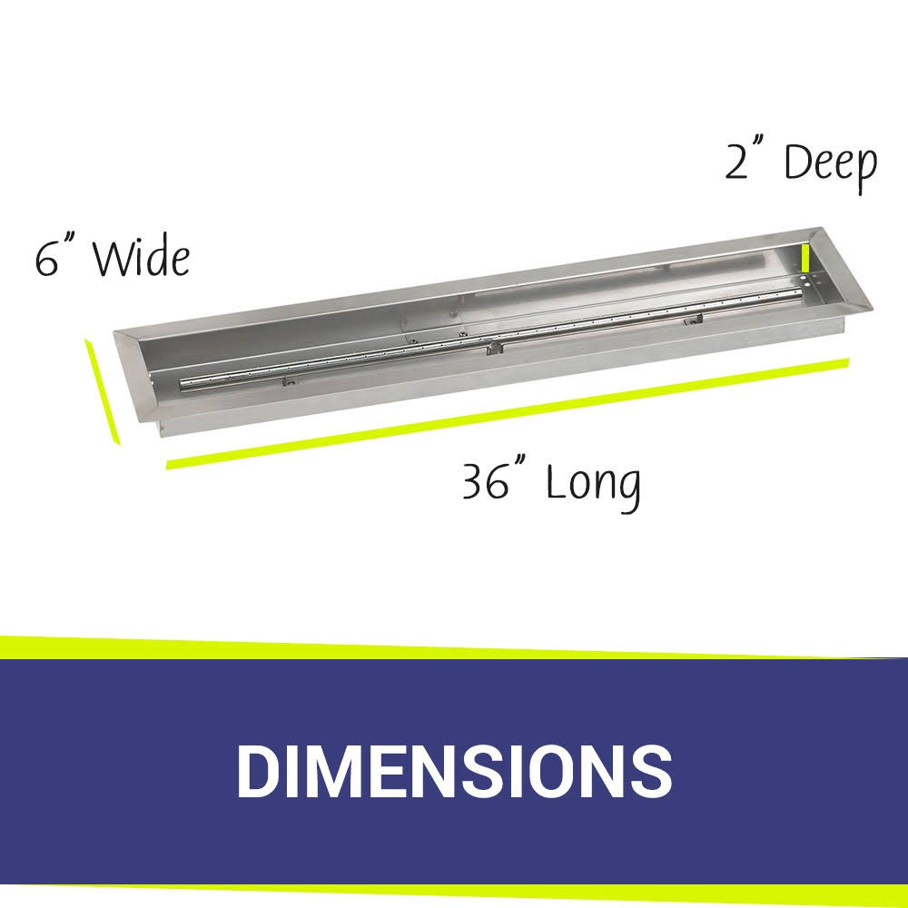 36x22 x 6x22 Stainless Steel Linear Drop-In Fire Pit Pan F35633