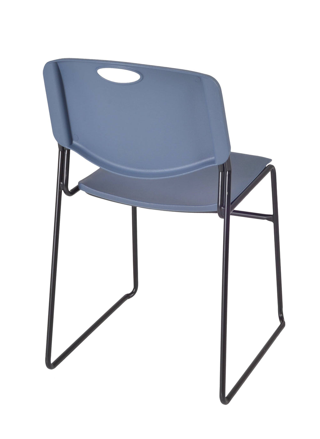 Mahogany Square Breakroom Table and 4 Blue Stack Chairs B31025