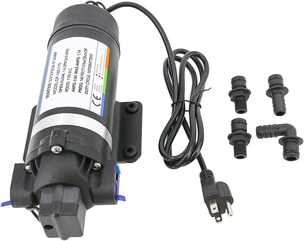 AC 110V Self Priming Water Pressure Pump, 160 PSI, Diaphragm Pump G7168