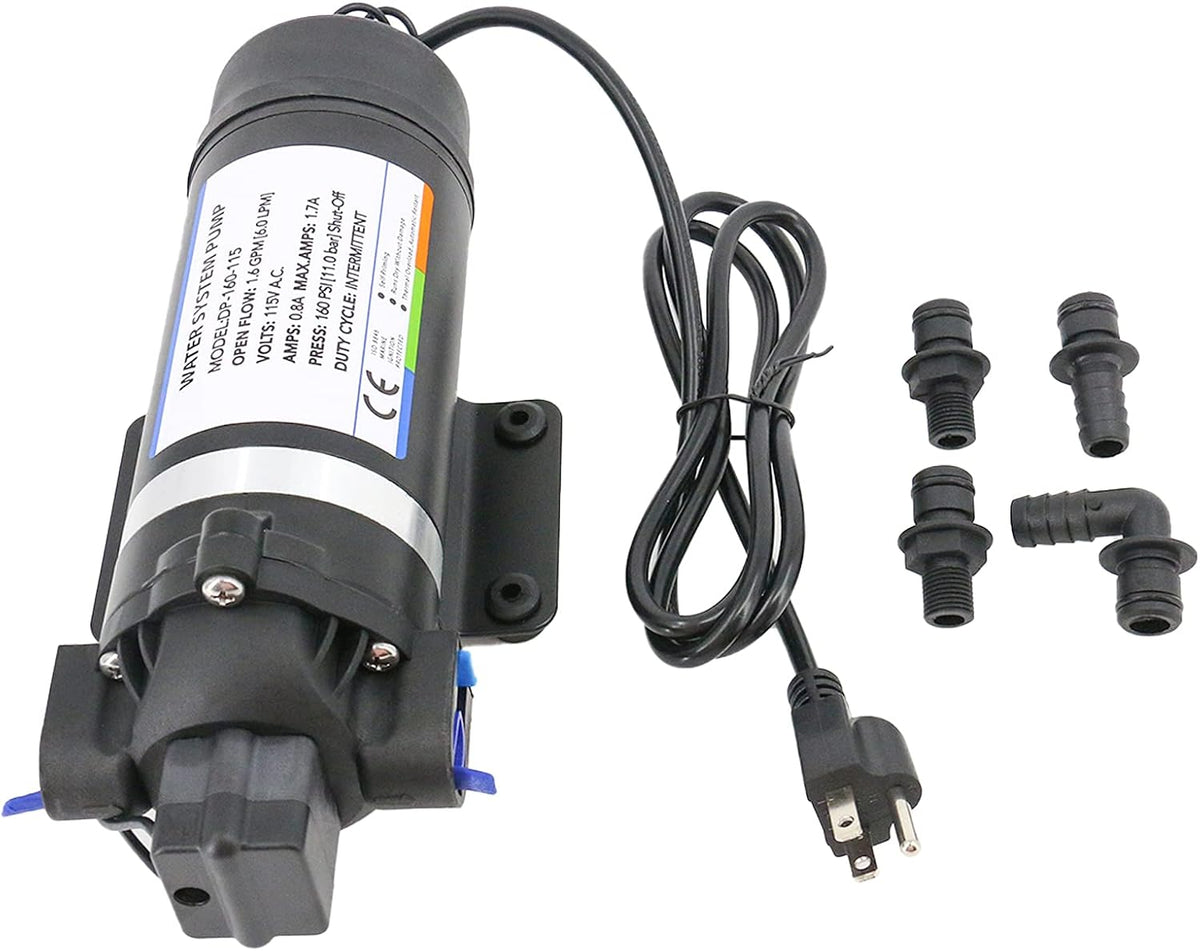 AC 110V Self Priming Water Pressure Pump, 160 PSI, Diaphragm Pump G7168