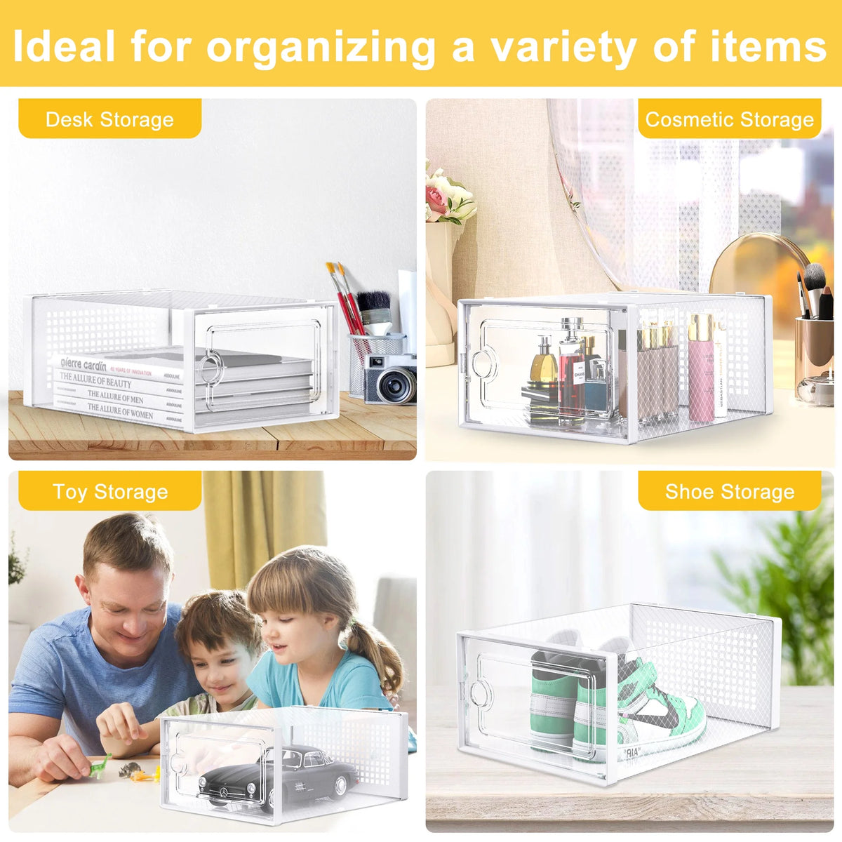 12 Pack Clear Stackable Shoe Storage Box Y8112