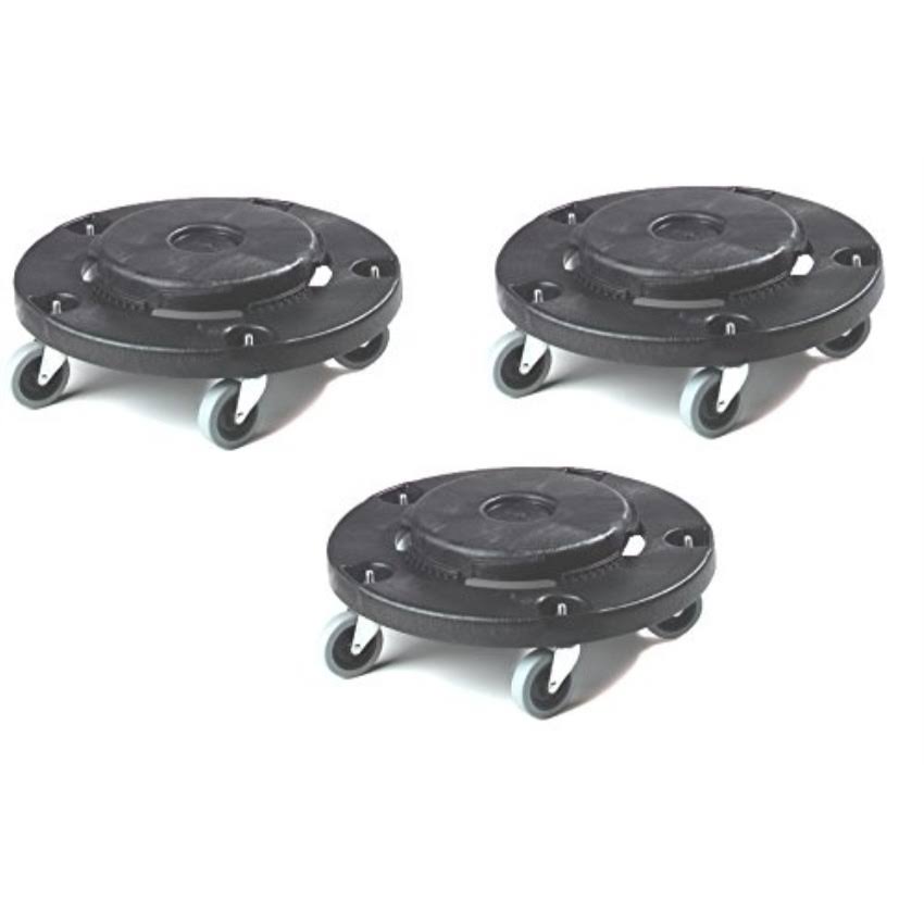 Black 5 Caster Trash Can Dollies (Pack of 3) B115486