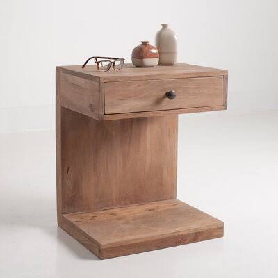 Natural Solid Wood C Table with Storage G85478