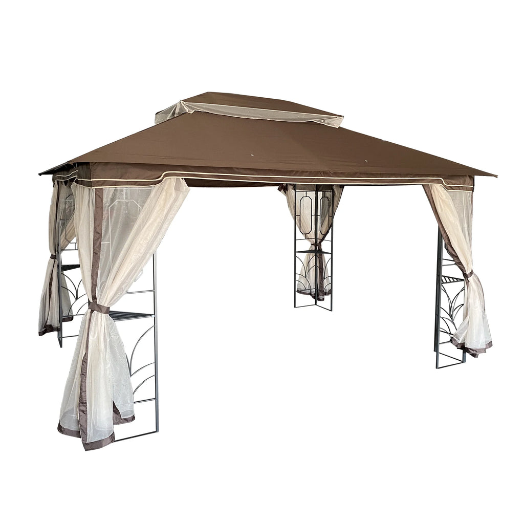 13x10 Outdoor Patio Gazebo Canopy Tent With Ventilated Double Roof And Mosquito Net N5263