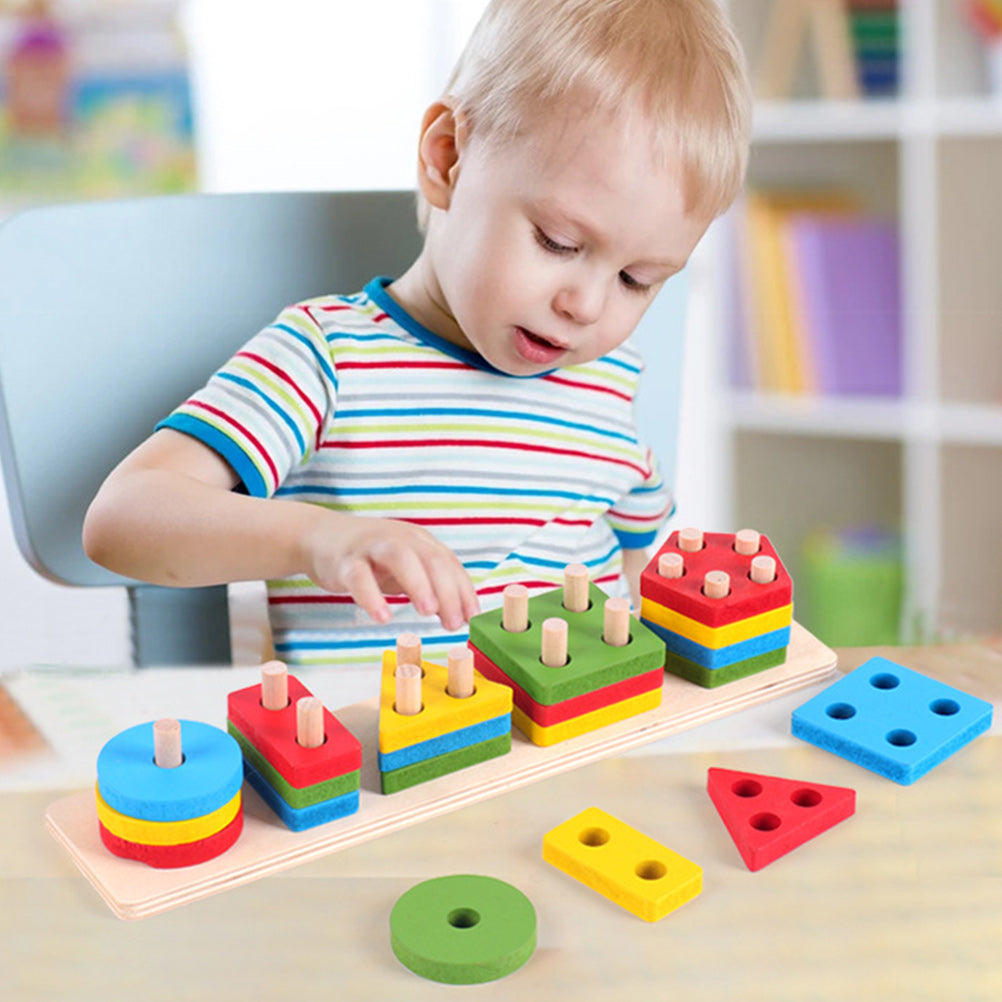 5 Sets Geometric Shape Matching Blocks Sorting Toys C19753