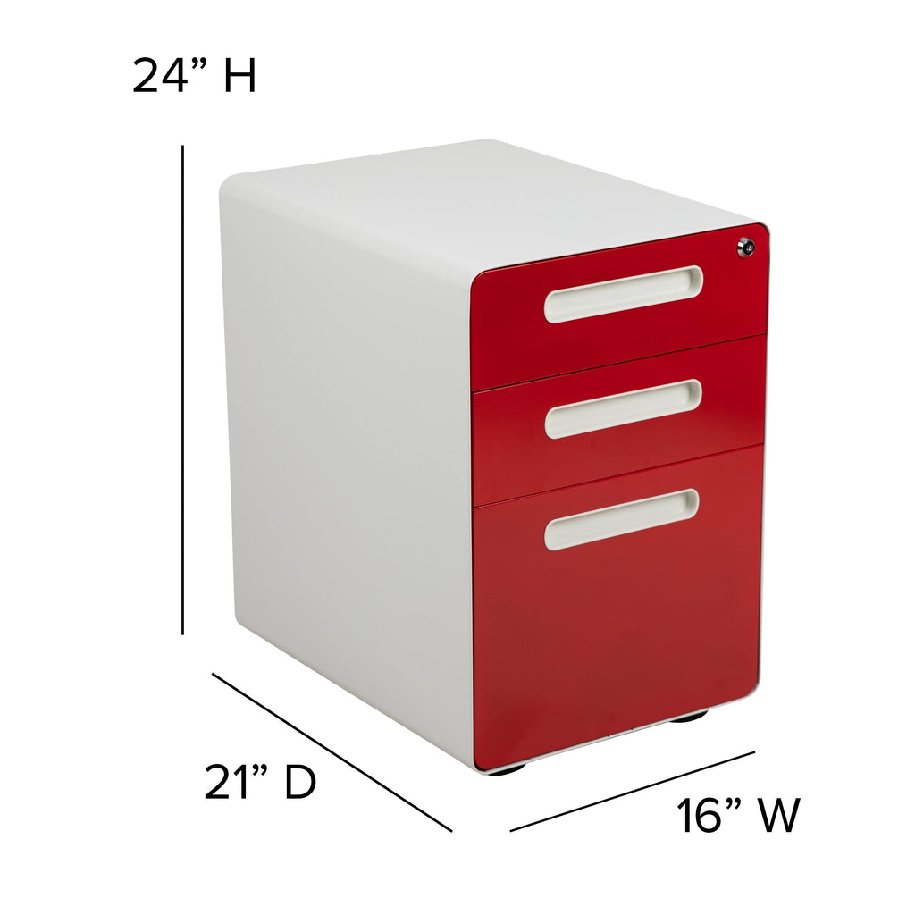White and Charcoal 3-Drawer Mobile Locking Filing Cabinet C1284
