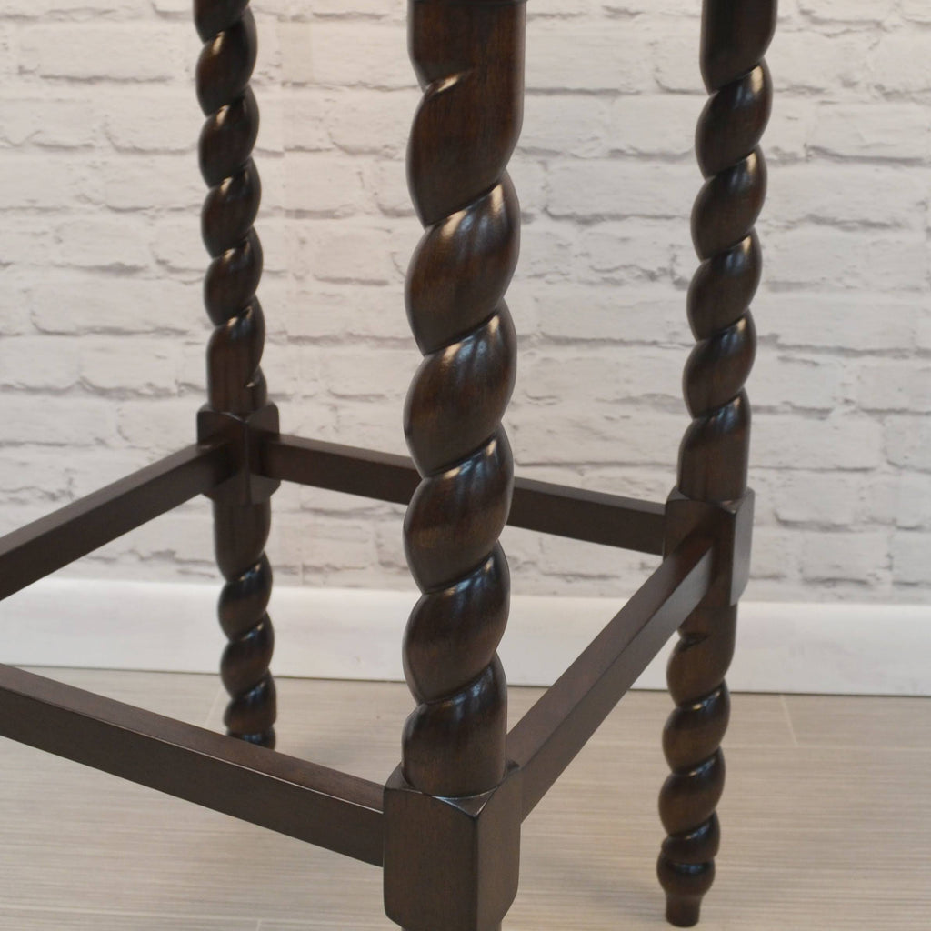 Cream Linen and Espresso Wood Twisted Leg Bar Stool B462505