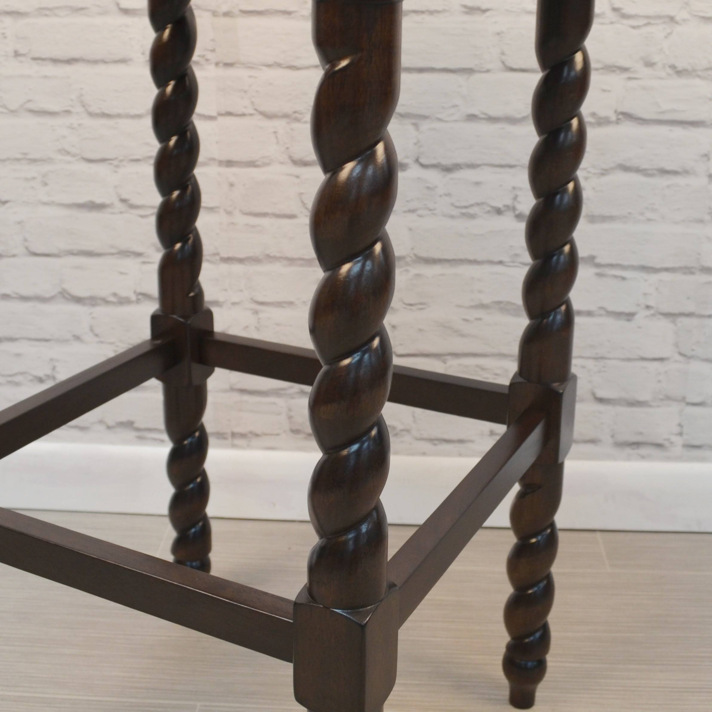 Cream Linen and Espresso Wood Twisted Leg Bar Stool B462505