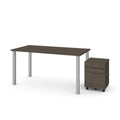 2 Piece Table with Square Metal Legs and Mobile Filing Cabinet Y15617