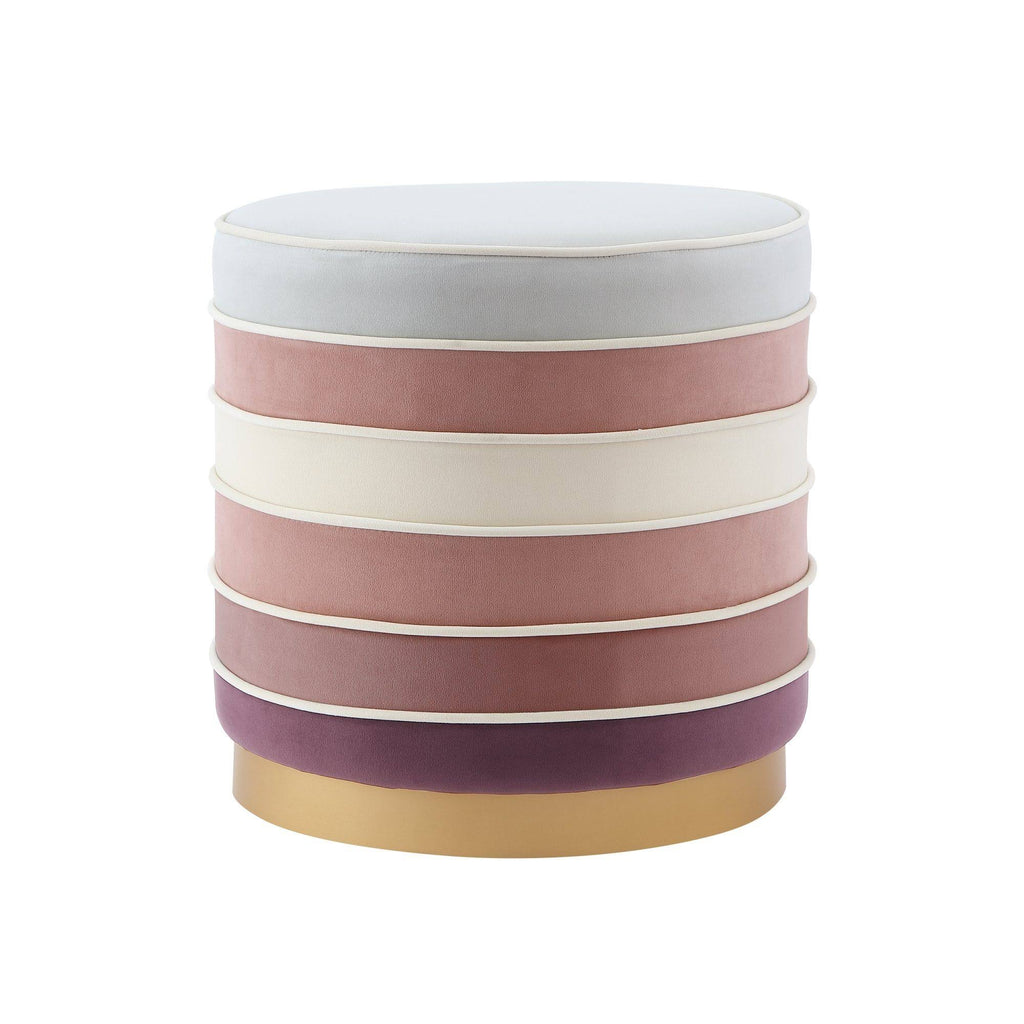 Blush Pink Velvet Ottoman with Metal Base N502