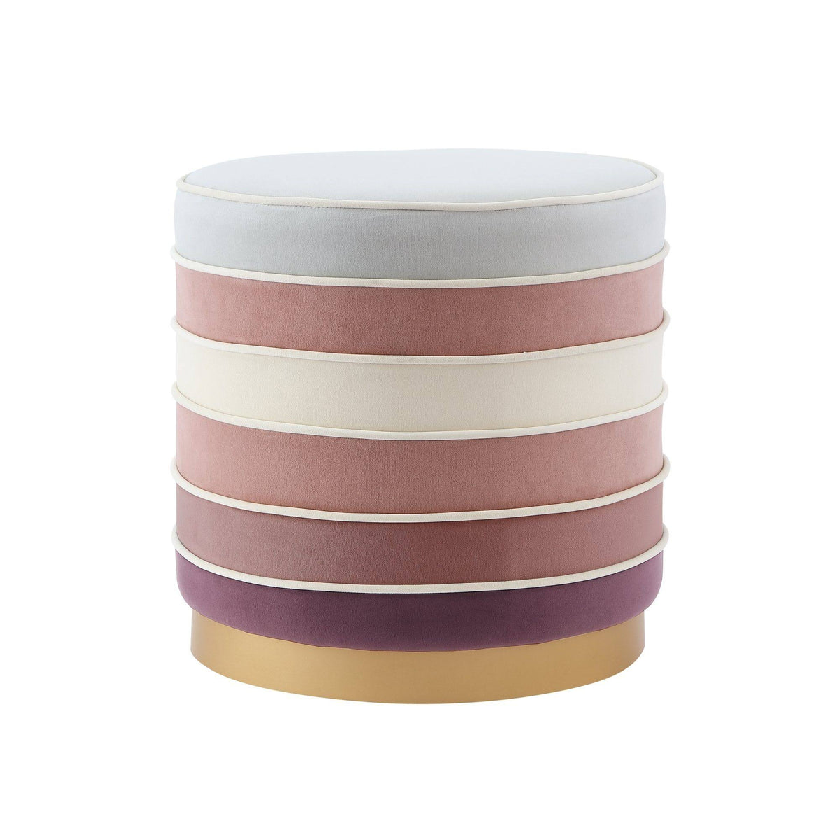 Blush Pink Velvet Ottoman with Metal Base N502