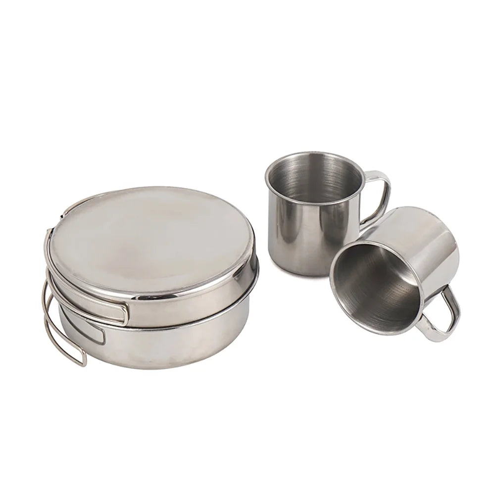 8PCS Stainless Steel Camping Cookware Mess Kit Y54468