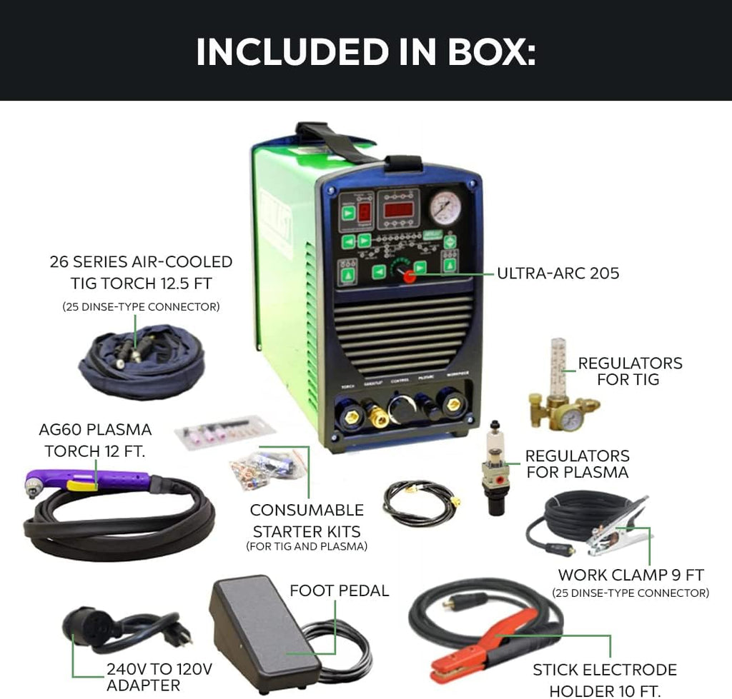 Multi Process Welder TIG Stick Pulse Plasma Cutter Dual Voltage 110v/220v E261