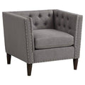 Gray Button Tufted Accent Chair with Nailhead Trim D84093