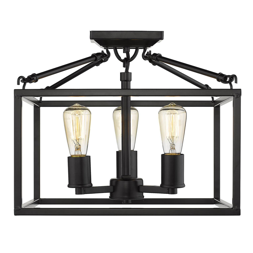 Black 3 Light Semi-Flush Mount O425184