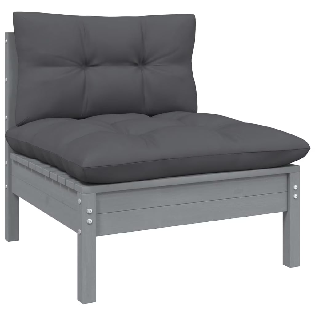 Gray Solid Pinewood Patio Sofa O5003